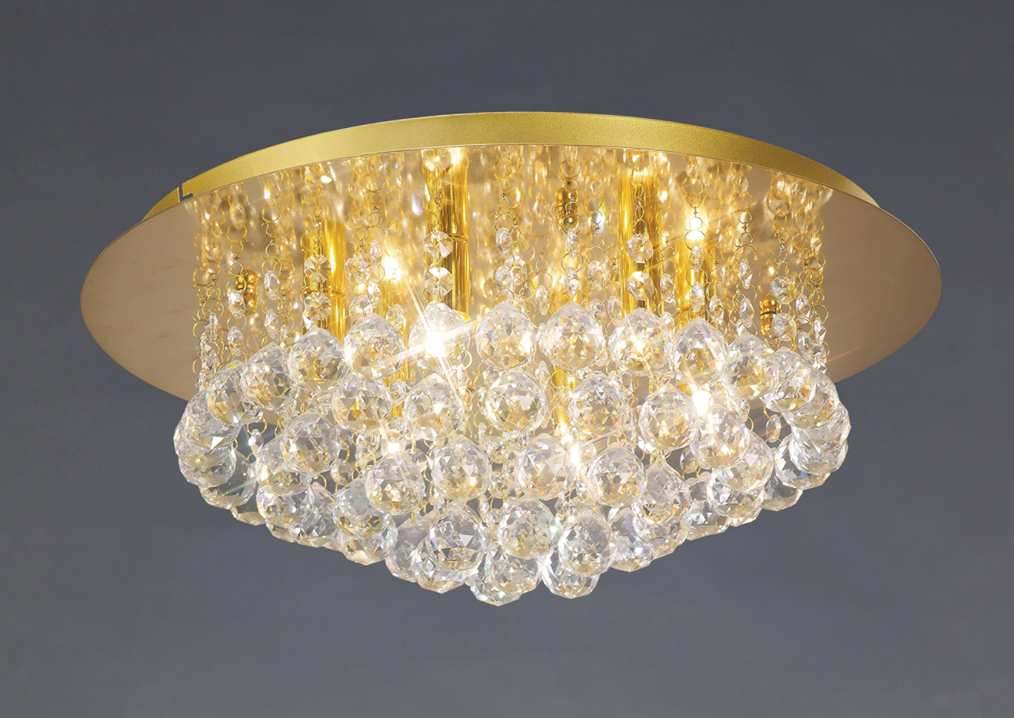 D0005  Dahlia 45cm Crystal Flush Ceiling 6 Light French Gold, Clear
